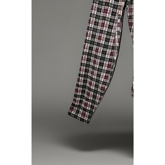 Vtg Miss Juli Bodysuit Top Leotard Purple Green Plaid Faux Pearl Buttons -Sz M - Picture 8 of 10